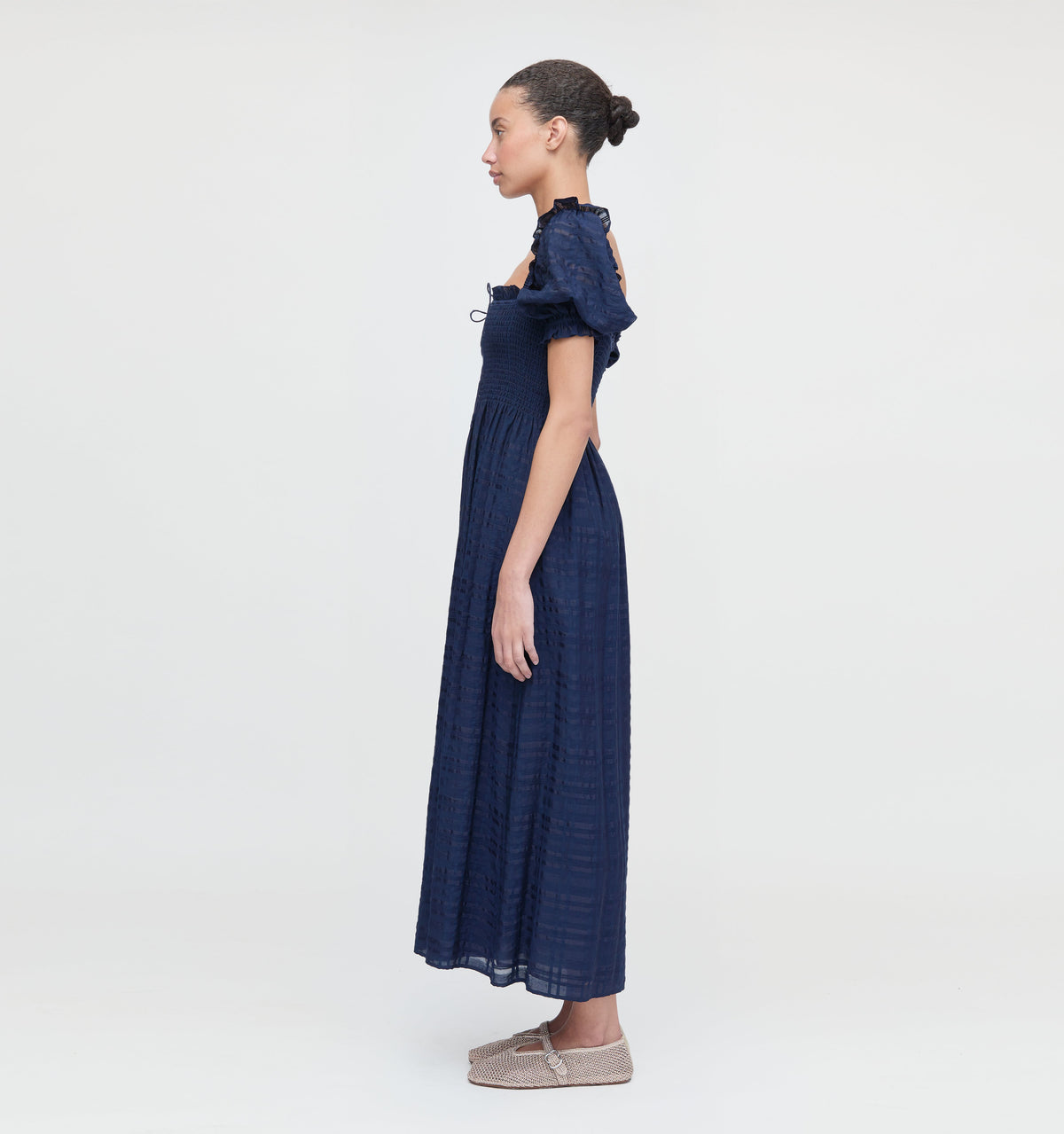 The Scarlett Nap Dress in Navy Sheer Plaid