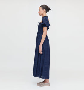 The Scarlett Nap Dress in Navy Sheer Plaid