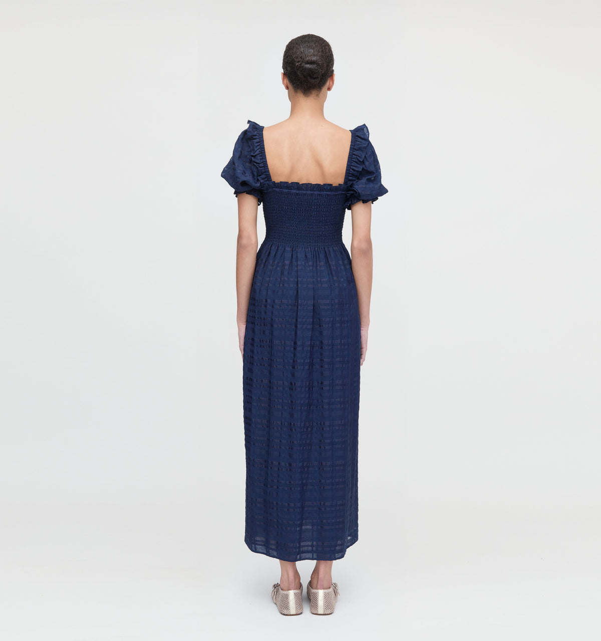 The Scarlett Nap Dress in Navy Sheer Plaid