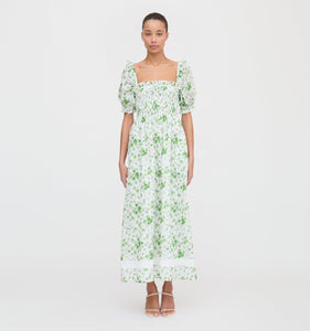 The Scarlett Nap Dress in Green Sweet Peas