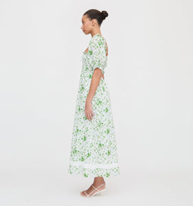 The Scarlett Nap Dress in Green Sweet Peas