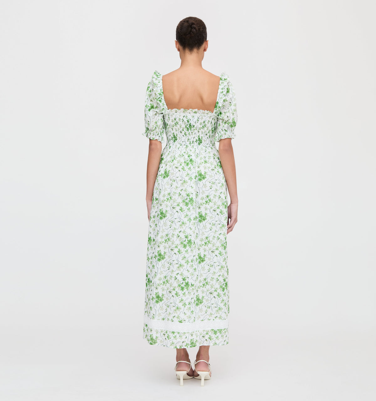 The Scarlett Nap Dress in Green Sweet Peas