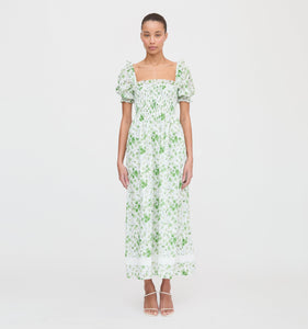 The Scarlett Nap Dress in Green Sweet Peas