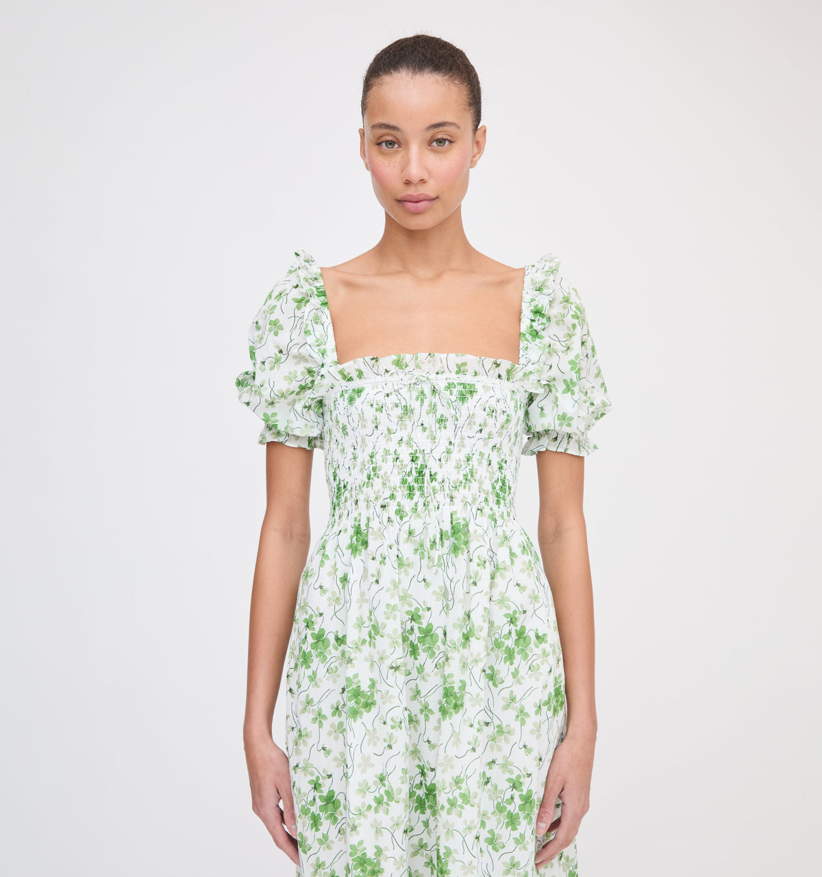 The Scarlett Nap Dress in Green Sweet Peas