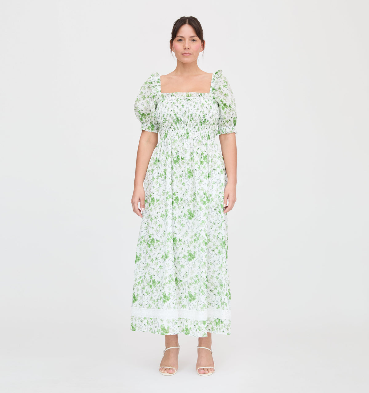 The Scarlett Nap Dress in Green Sweet Peas