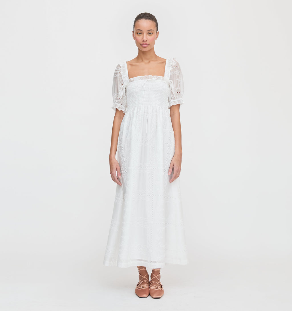 The Scarlett Midi Nap Dress | White Patchwork Organza / XXXXL