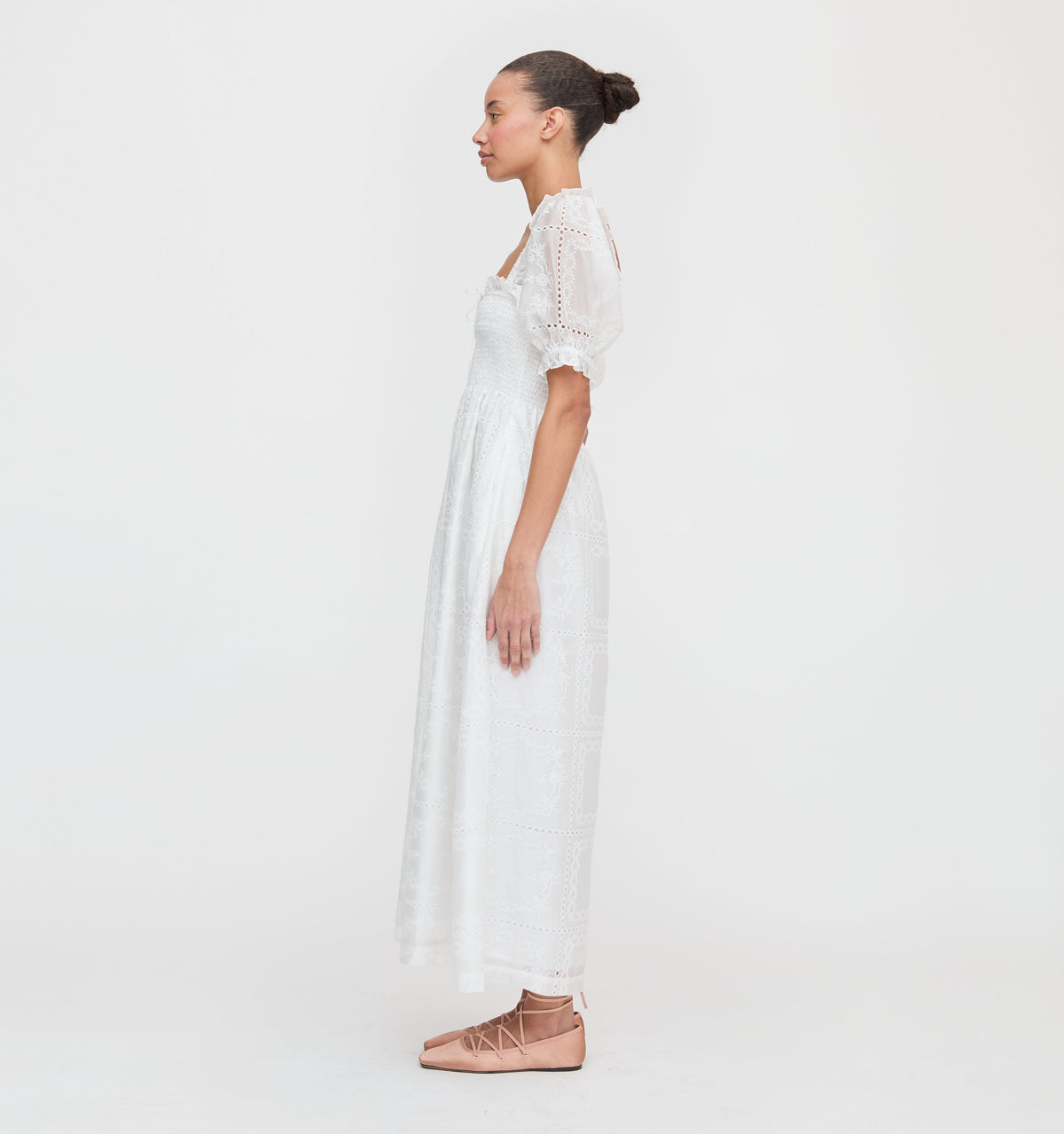 The Scarlett Nap Dress in White Patchwork Organza