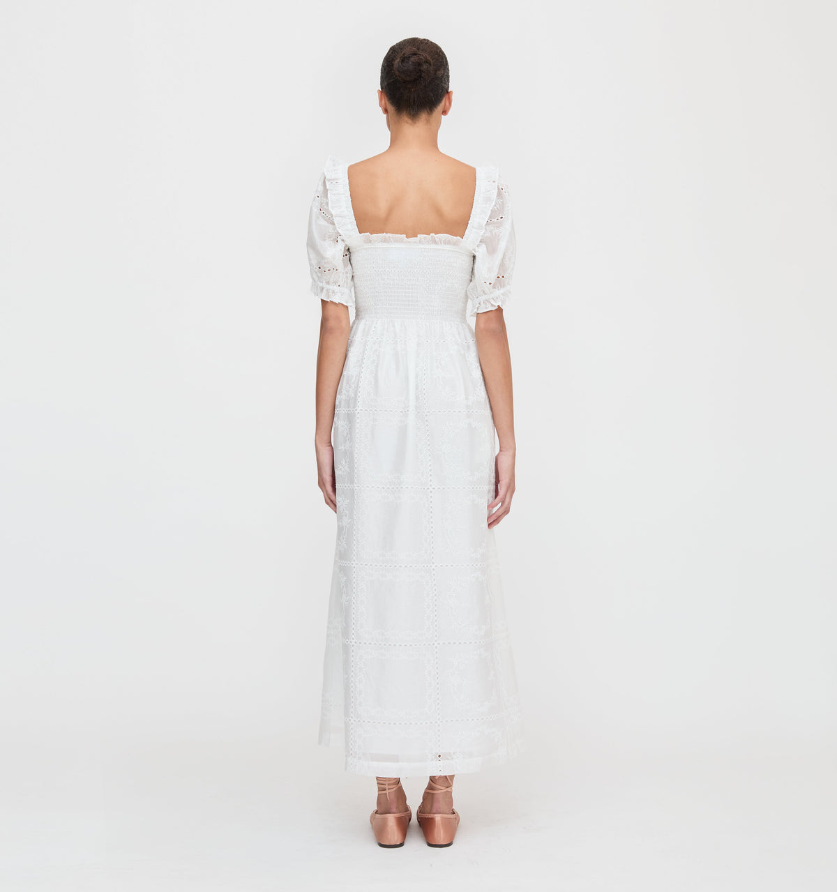 The Scarlett Nap Dress in White Patchwork Organza