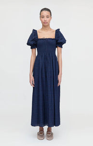 The Scarlett Nap Dress in Navy Sheer Plaid