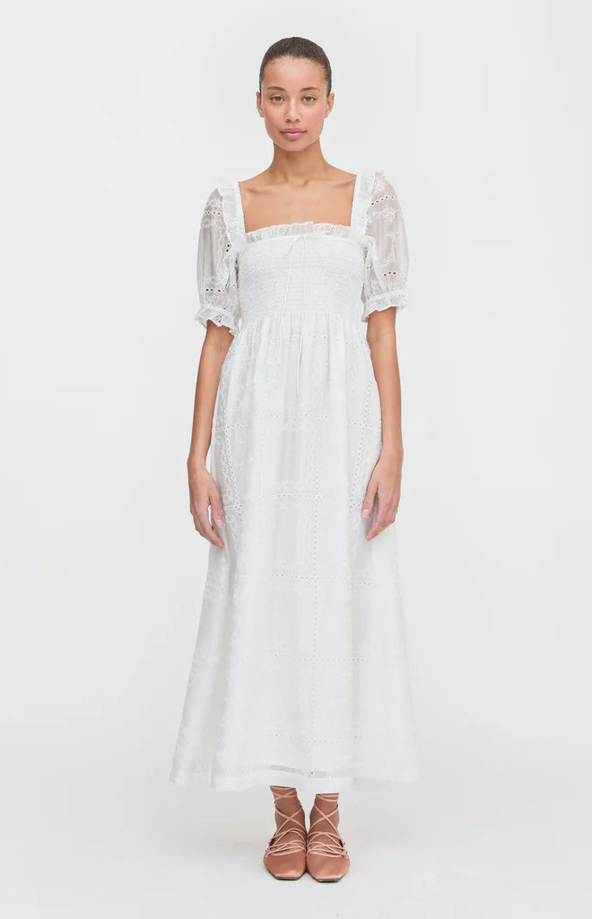 The Scarlett Nap Dress in White Patchwork Organza