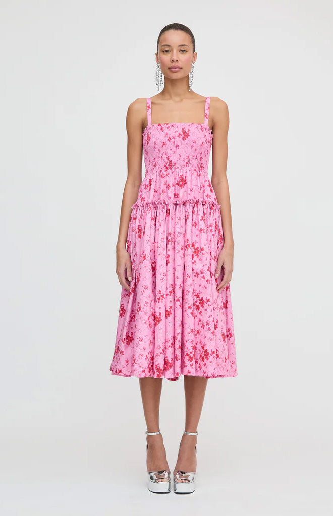 The Seraphina Midi Nap Dress in Pink Sweet Peas