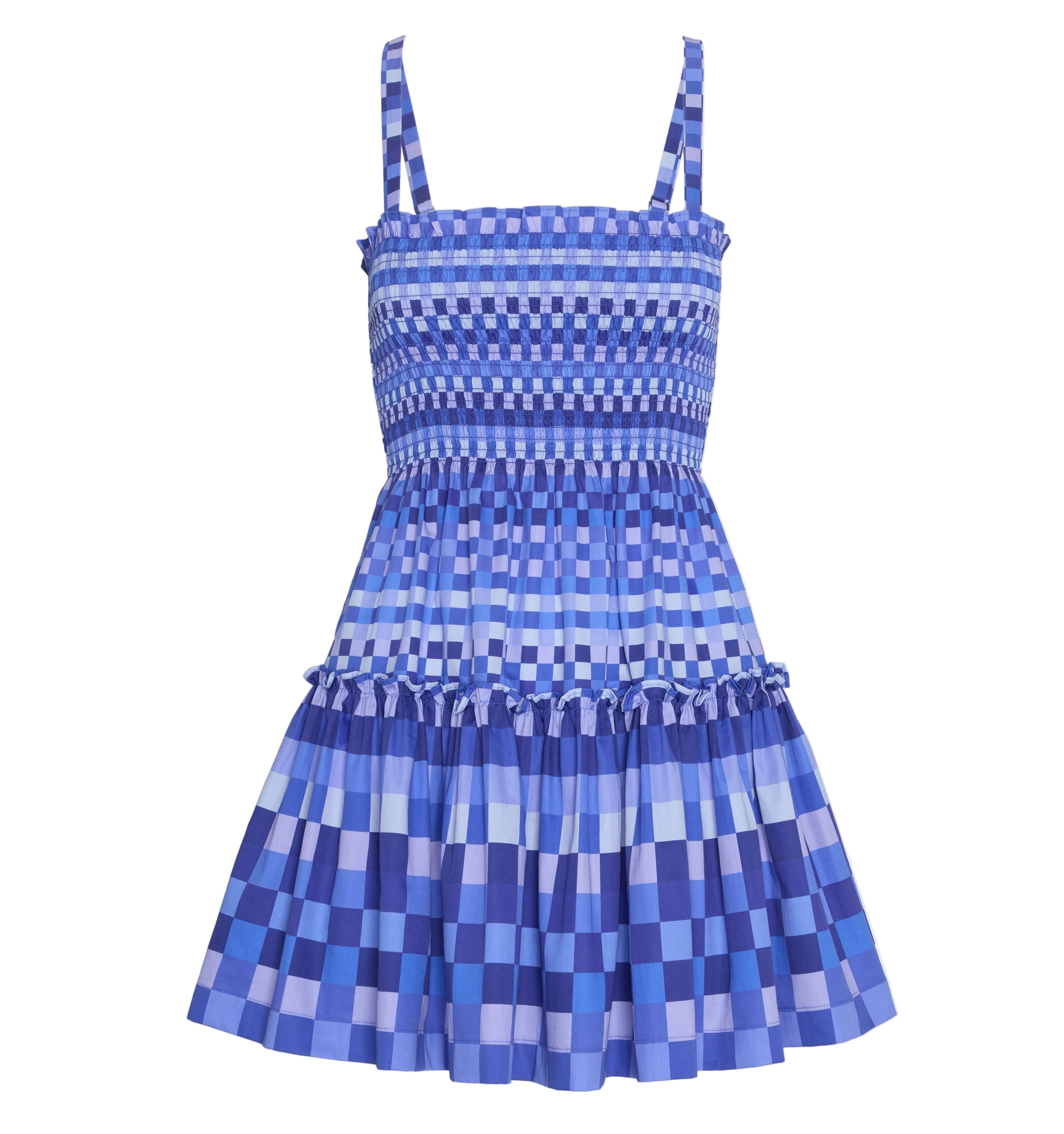 The Seraphina Mini Nap Dress in Blue Indigo Tilework