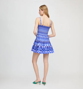 The Seraphina Mini Nap Dress in Blue Indigo Tilework
