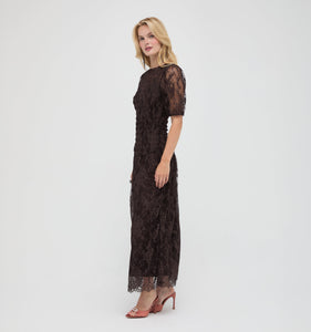 The Short Sleeve Dalia Nap Dress in Chocolate