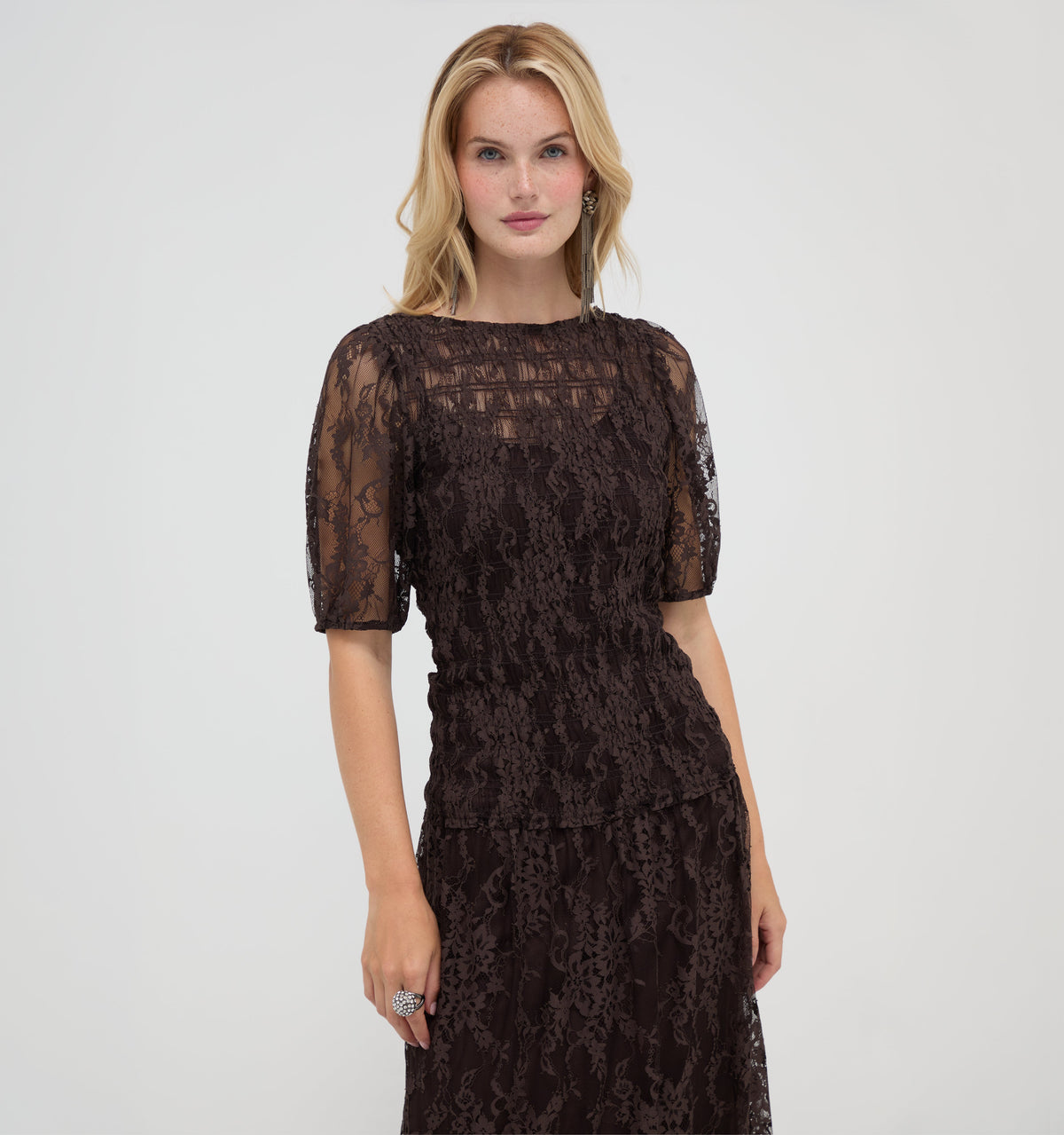 The Short Sleeve Dalia Nap Dress in Chocolate