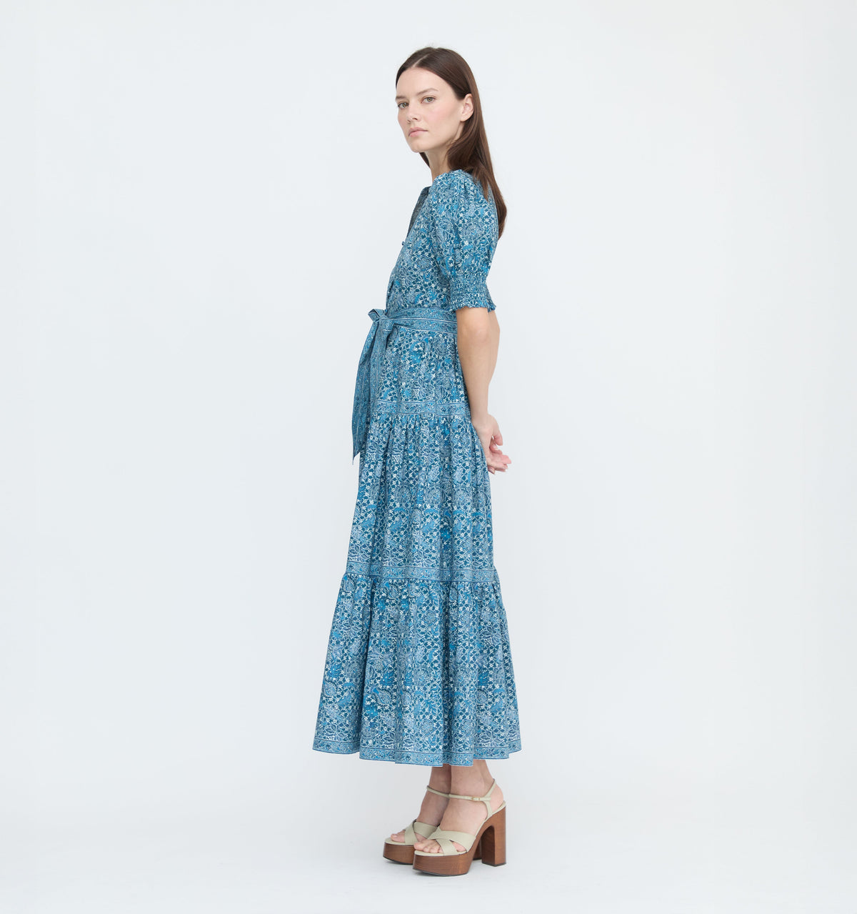 The Yara Dress - Navy Calico Trellis