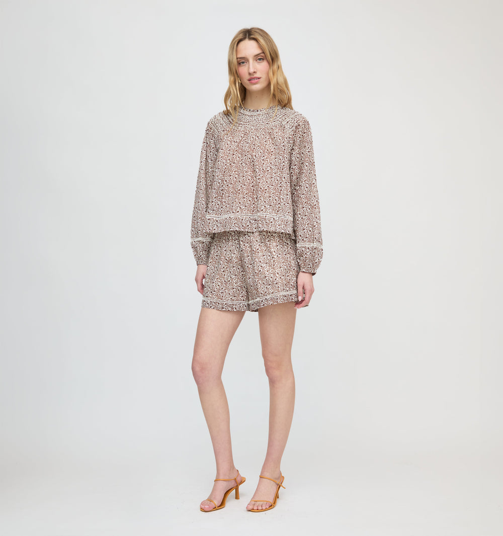 The Audrey Short in White Ditsy Thistle
