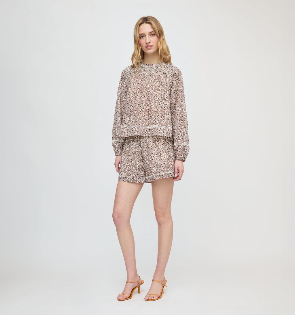 The Audrey Short in White Ditsy Thistle