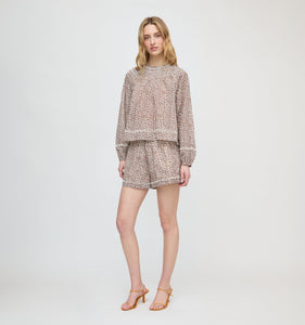 The Audrey Short in White Ditsy Thistle