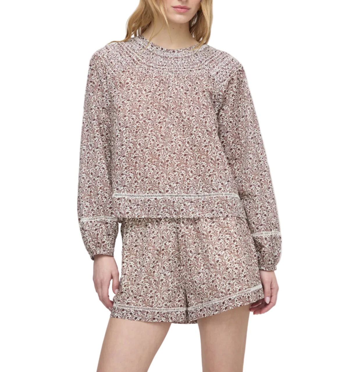 The Audrey Short in White Ditsy Thistle