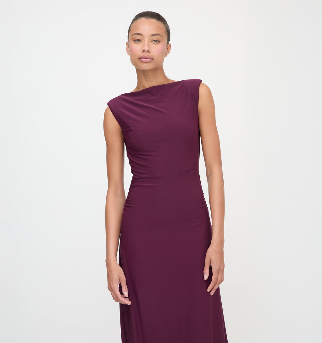aubergine bodycon dress SAMAIRA DRESS RIB AUBERGINE