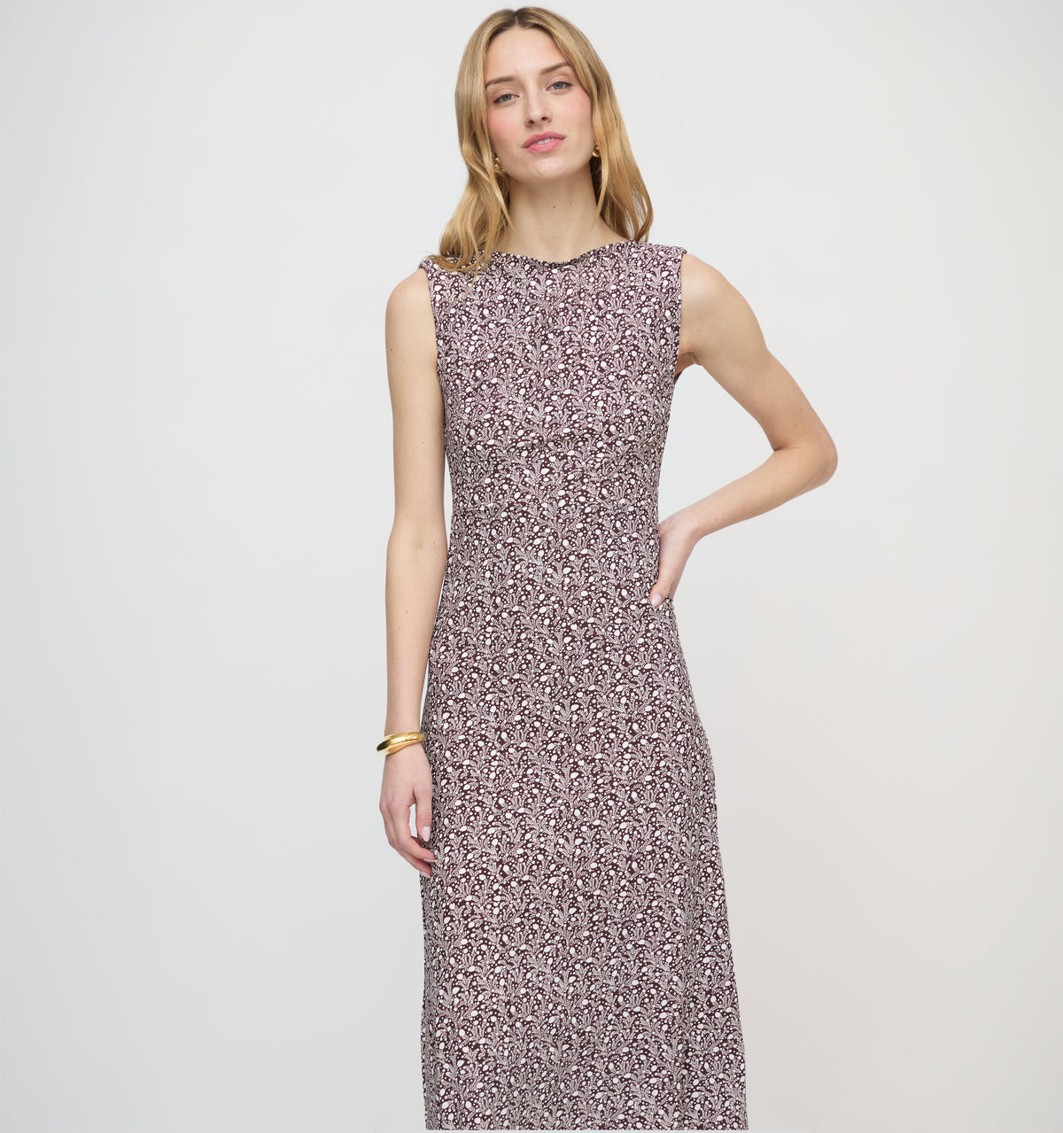 The Sloane Dress in Chocolate Ditsy Thistle