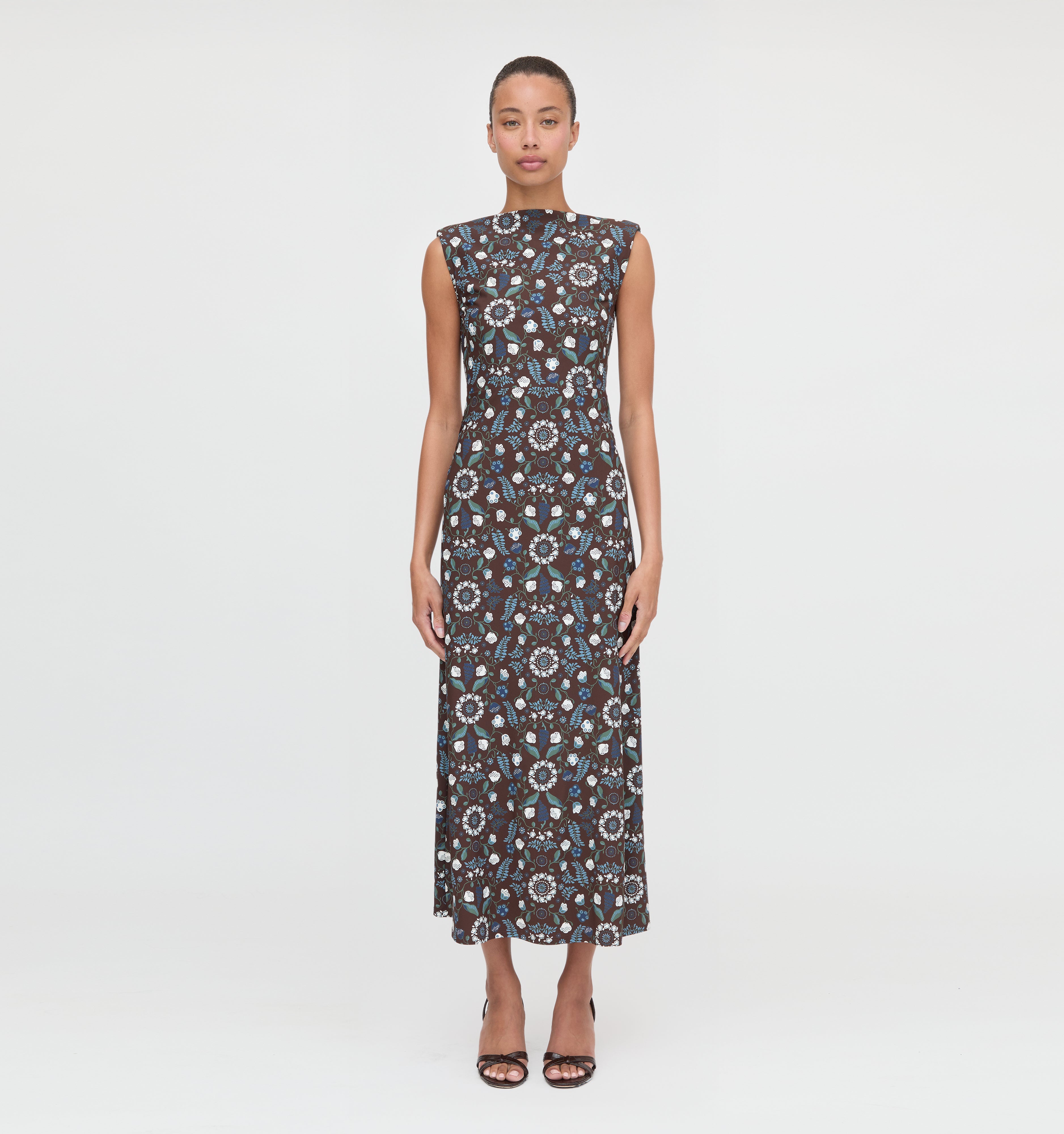 The Sloane Dress in Chocolate Swedish Floral