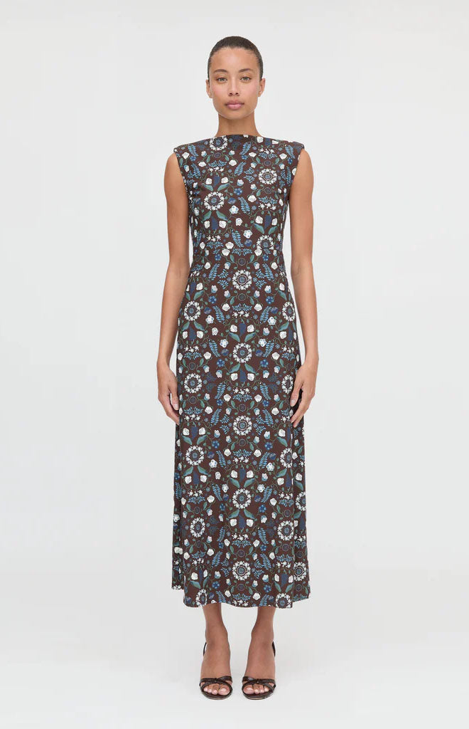 The Sloane Dress in Chocolate Swedish Floral