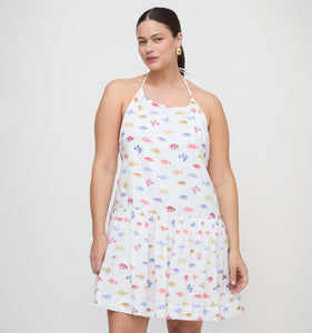 The Sol Tunic Dress in White Rainbow Fish