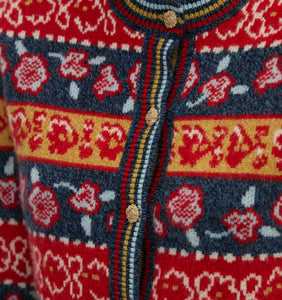 The Sonnet Cardigan in Lech Floral Stripe Red
