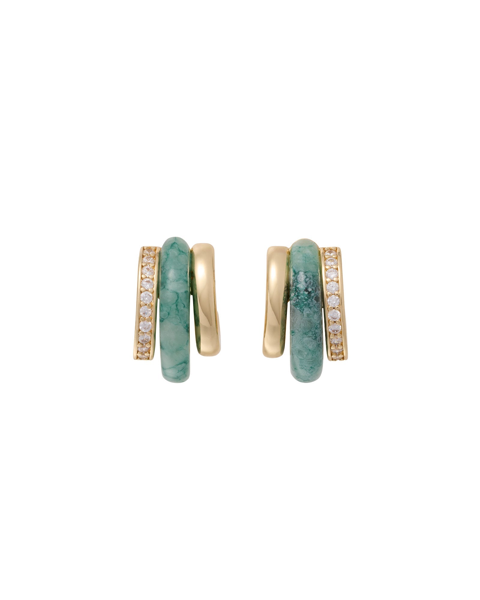 The Stone Huggie Earrings in Moss Agate