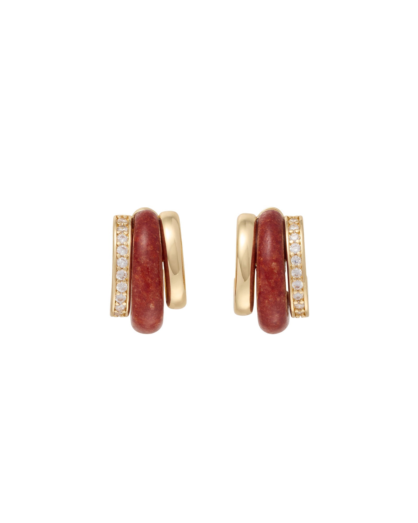 The Stone Huggie Earrings in Carnelian