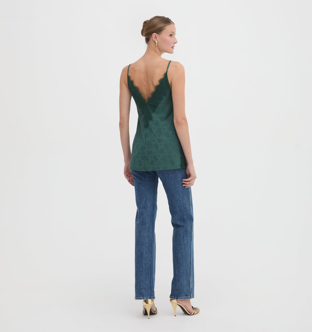 The Sylvane Top in Jadeite Floral Jacquard