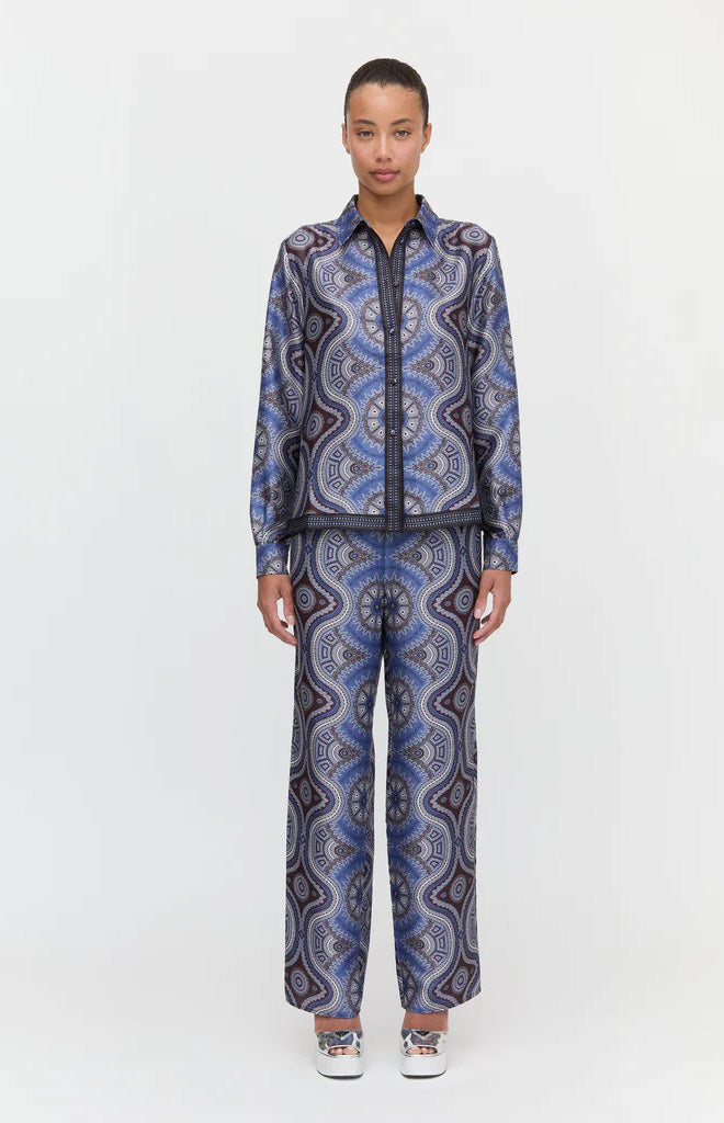 The Taylor Pant in Brown Cobalt Medallion