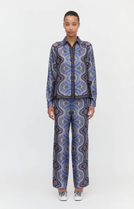 The Taylor Pant in Brown Cobalt Medallion