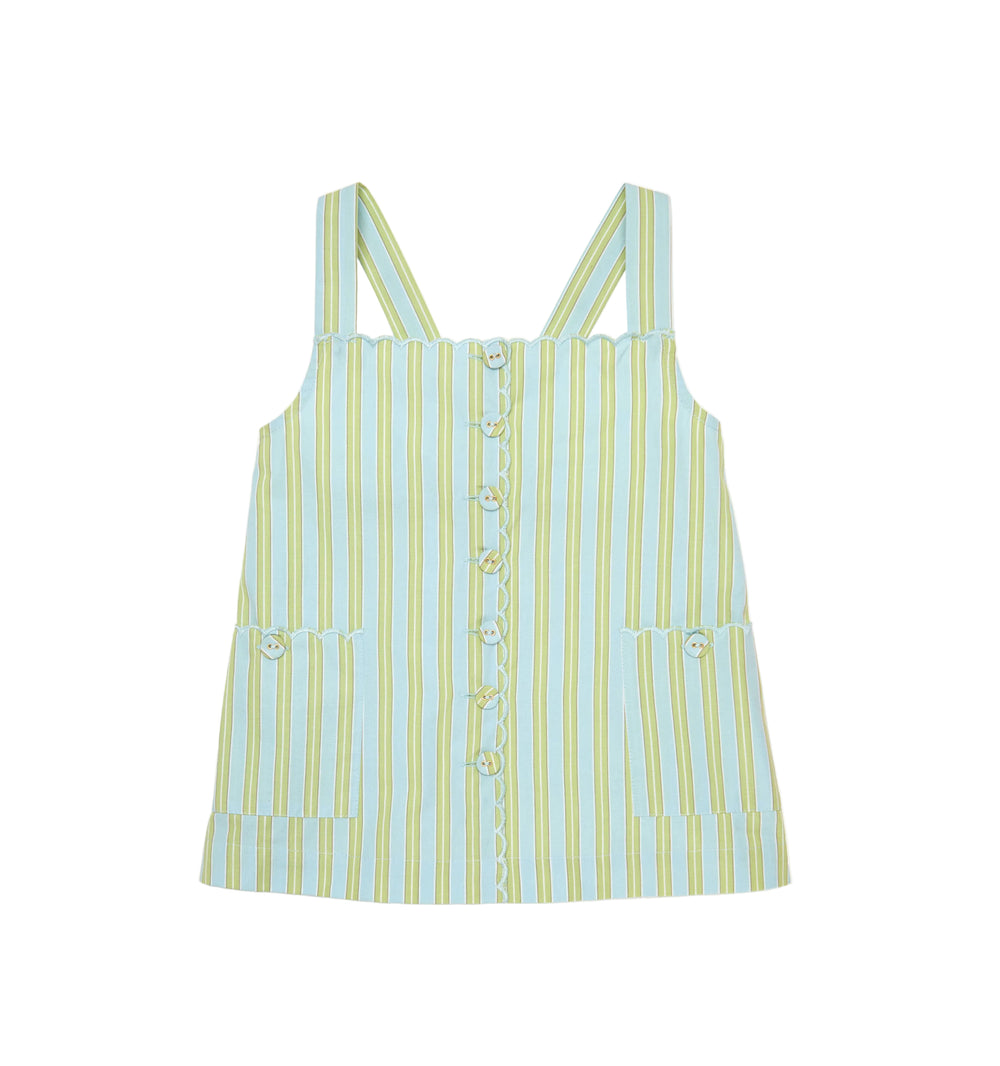 The Tiny Akira Dress in Blue/Green Stripe