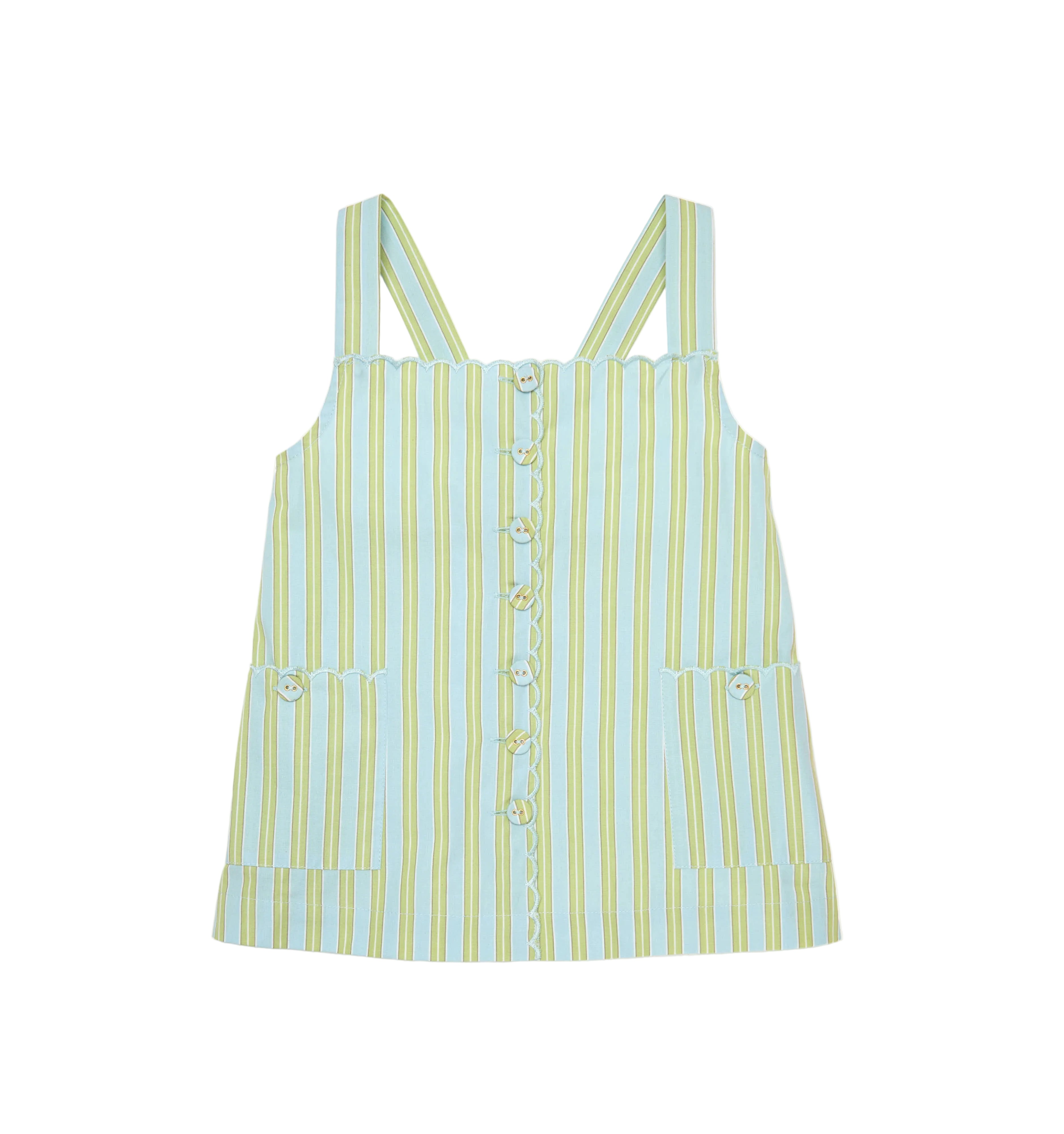 The Tiny Akira Dress in Blue/Green Stripe