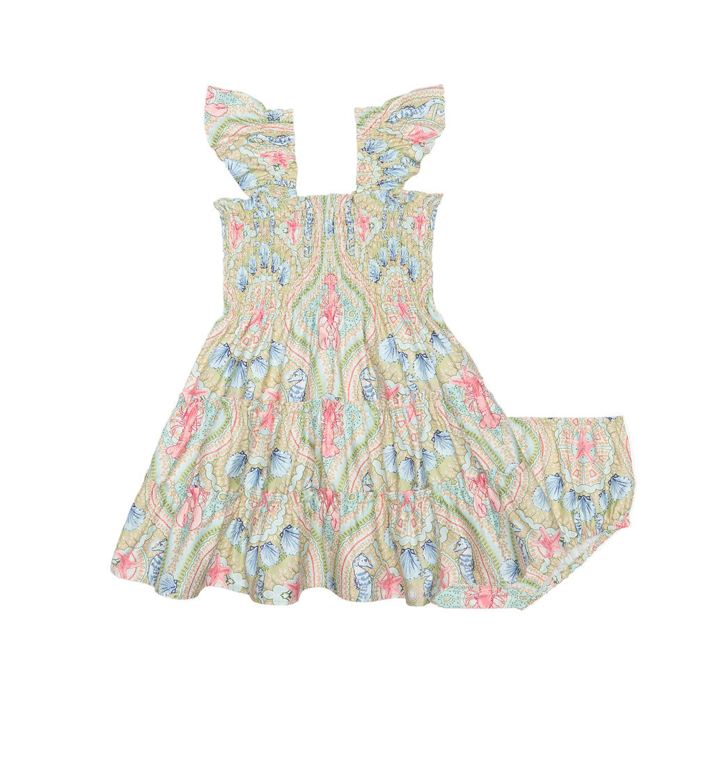 The Baby Ellie Nap Dress in Sea Scroll