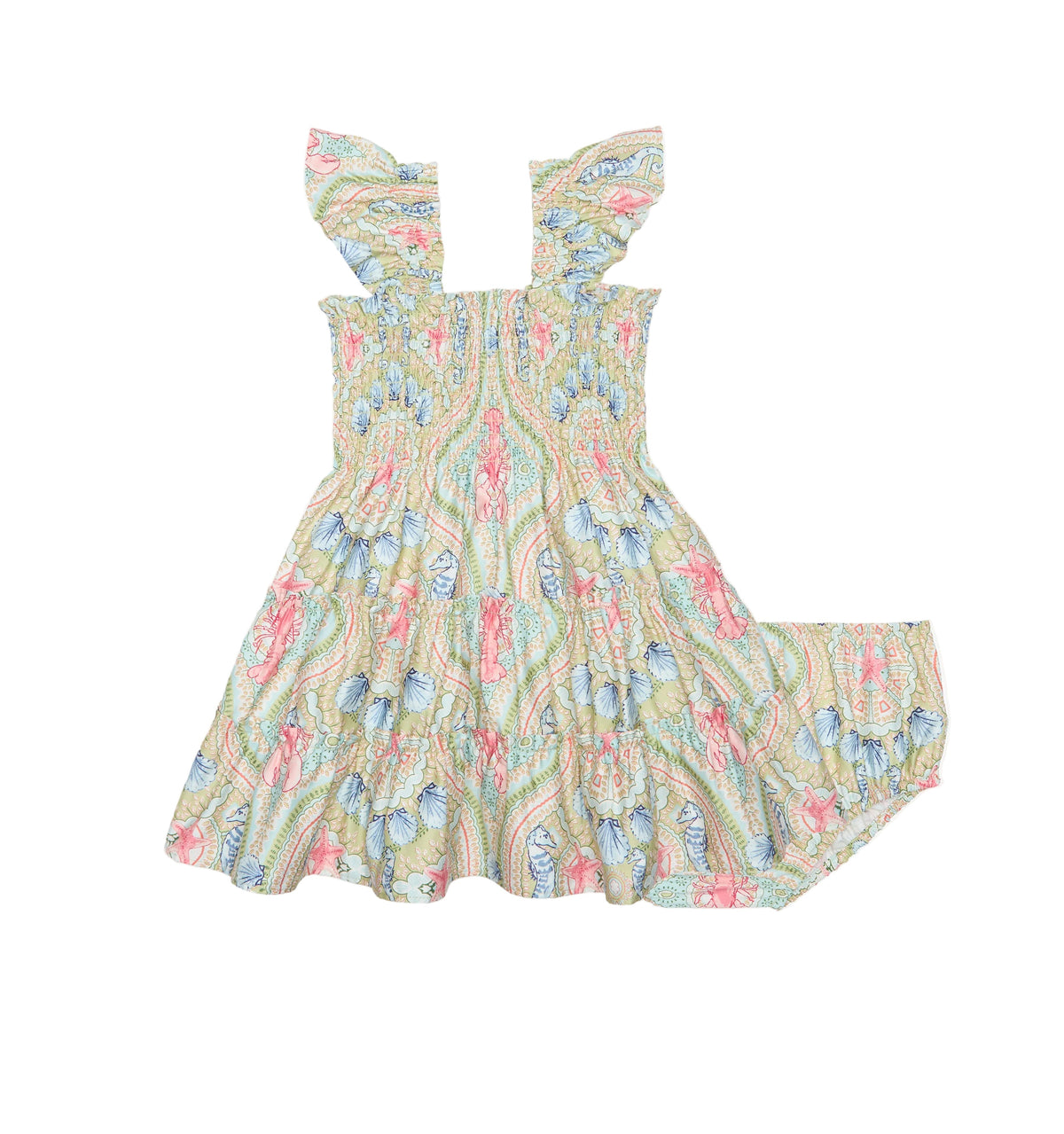 The Baby Ellie Nap Dress in Sea Scroll