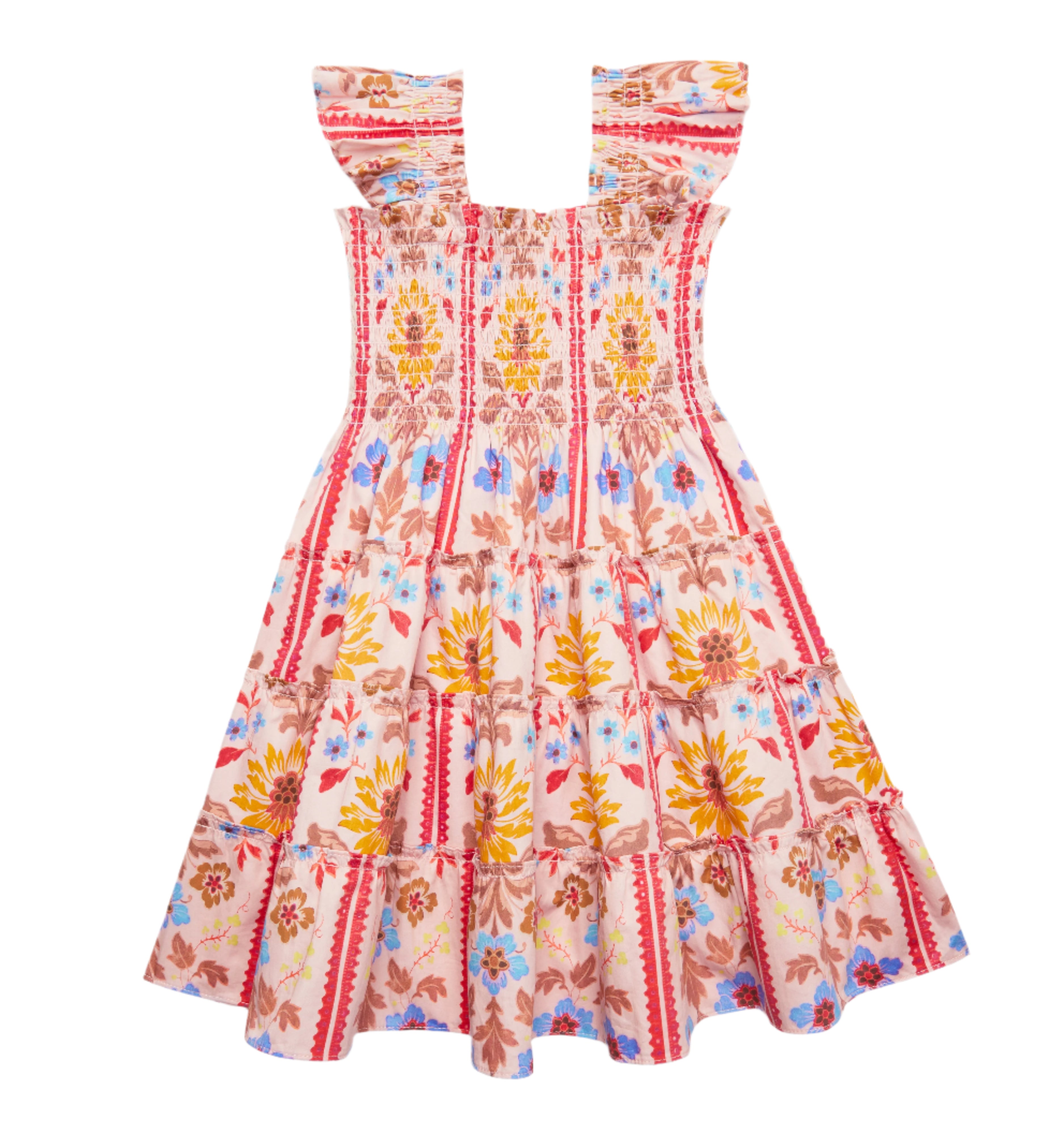 The Tiny Ellie Nap Dress in Pink Floral Block Stripe