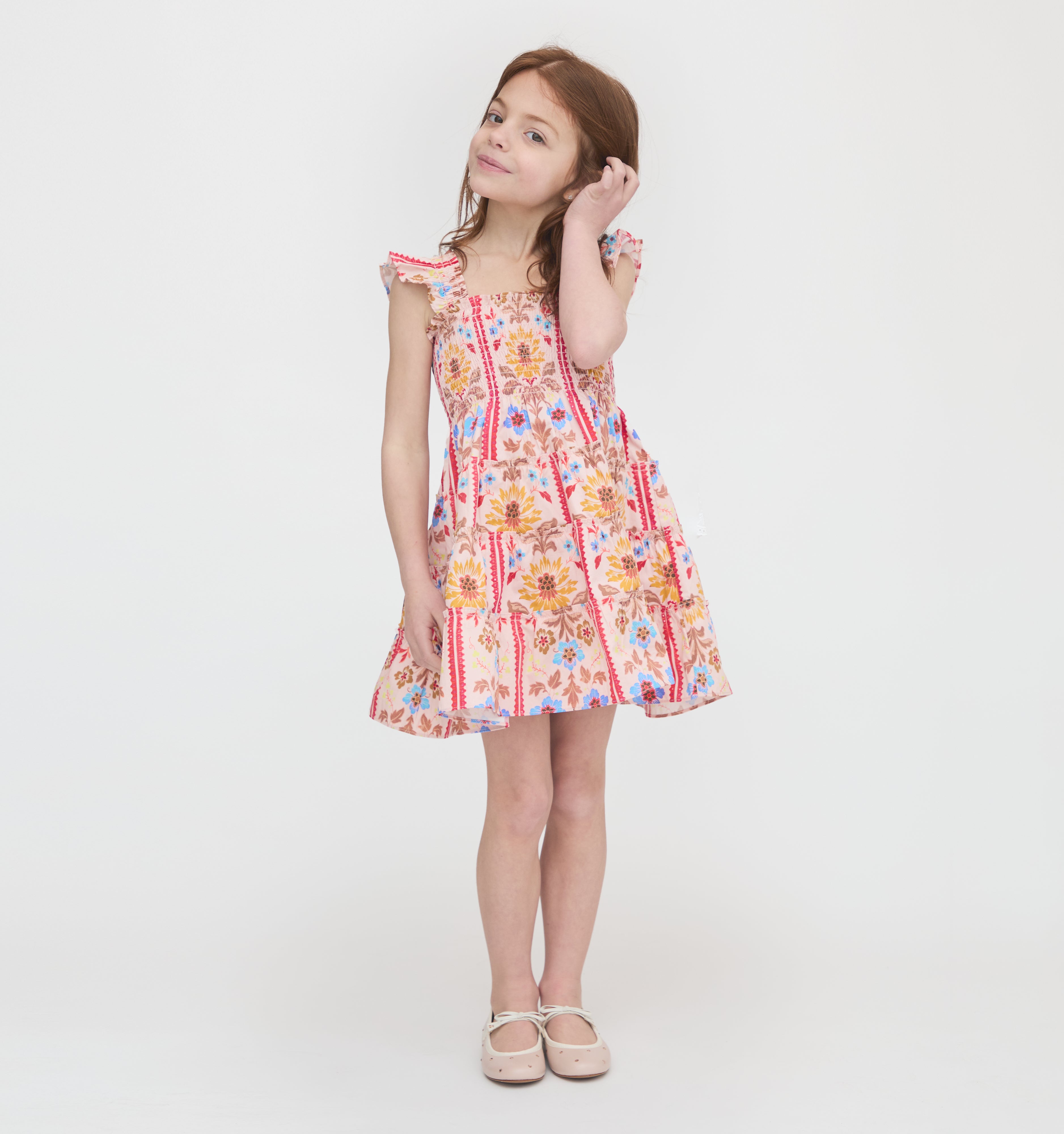 The Tiny Ellie Nap Dress in Pink Floral Block Stripe