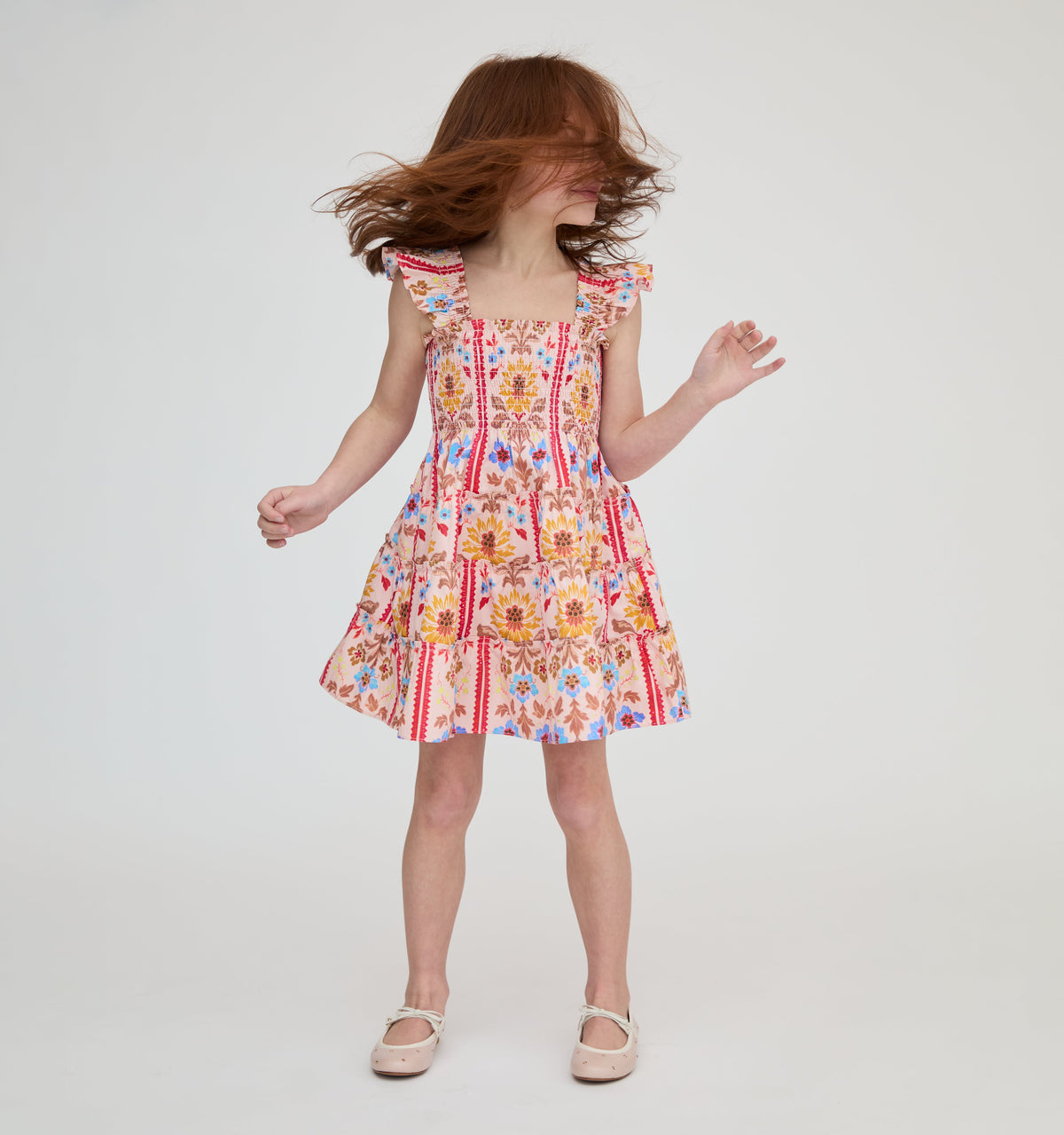 The Tiny Ellie Nap Dress in Pink Floral Block Stripe