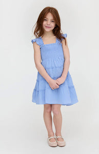 The Tiny Ellie Nap Dress in Bluebird Tonal Seersucker
