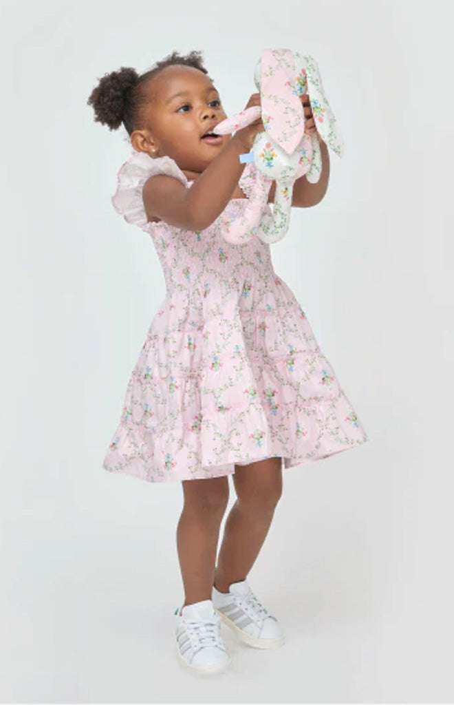 The Tiny Ellie Nap Dress in Light Pink Trellis