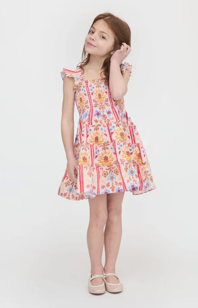 The Tiny Ellie Nap Dress in Pink Floral Block Stripe