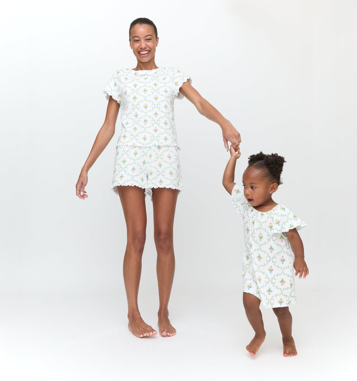 The Baby Keira Dress in Pastel Trellis