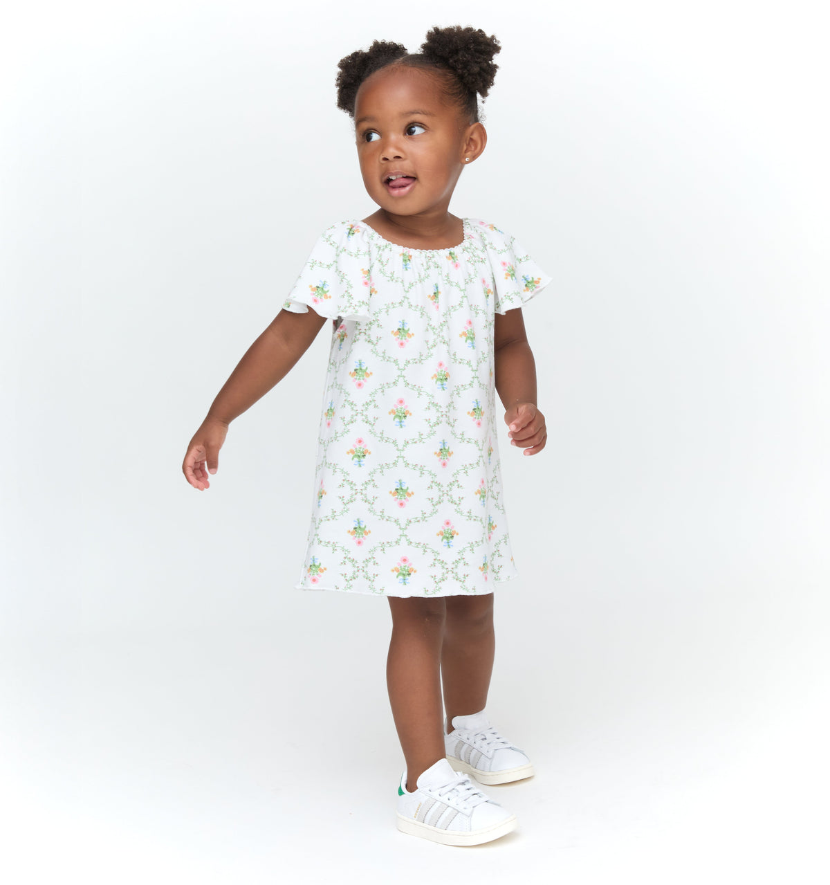 The Baby Keira Dress in Pastel Trellis