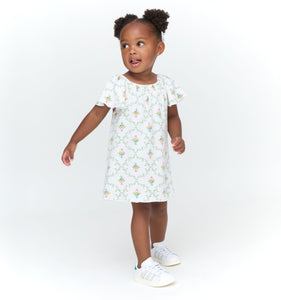The Tiny Keira Dress in Pastel Trellis