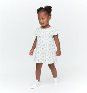 The Baby Keira Dress in Pastel Trellis