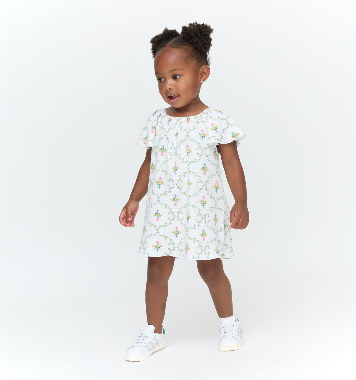 The Tiny Keira Dress in Pastel Trellis